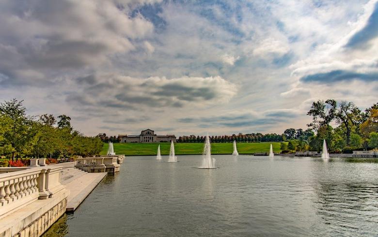 The Grand Basin and Art Hill in Forest Park.