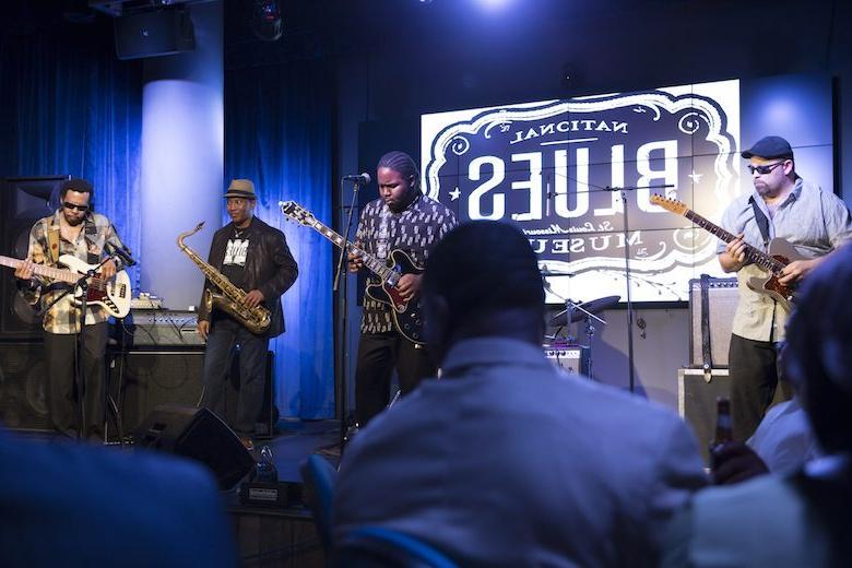 Marquise Knox performs at the National Blues Museum.