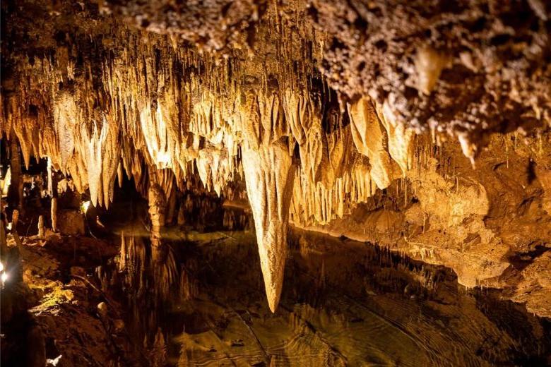Meramec洞穴有着惊人的构造, 包括闪闪发光的钟乳石, 高耸的石笋, 一张古老的酒桌和一座七层的豪宅.